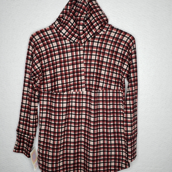 Lularoe Amber Womens Lightweight Pull Over Hoodie Kangaroo Pockets Plaid Sz S - Picture 6 of 12